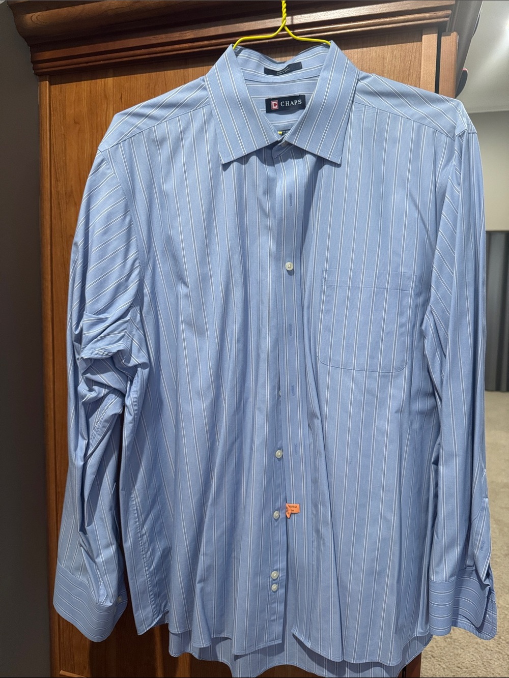 Chaps Men's Light Blue Pinstripe Dress Shirt